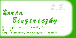 marta bisztriczky business card